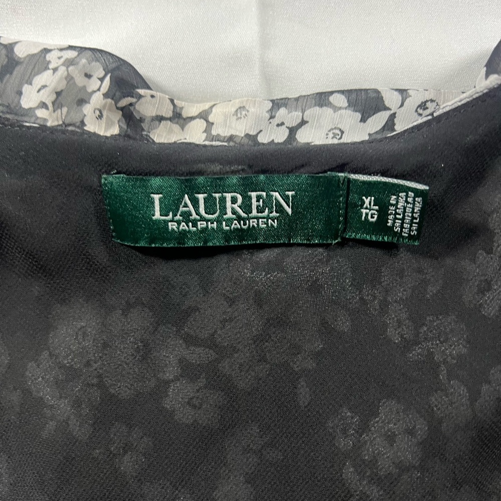 Lauren Ralph Lauren Black and White Floral Blouse Whimsigoth Vintage Y2K - Picture 5 of 5